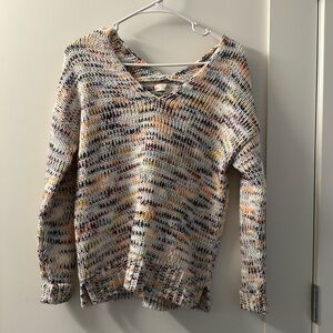 LOFT Knitted colorful v-neck sweater